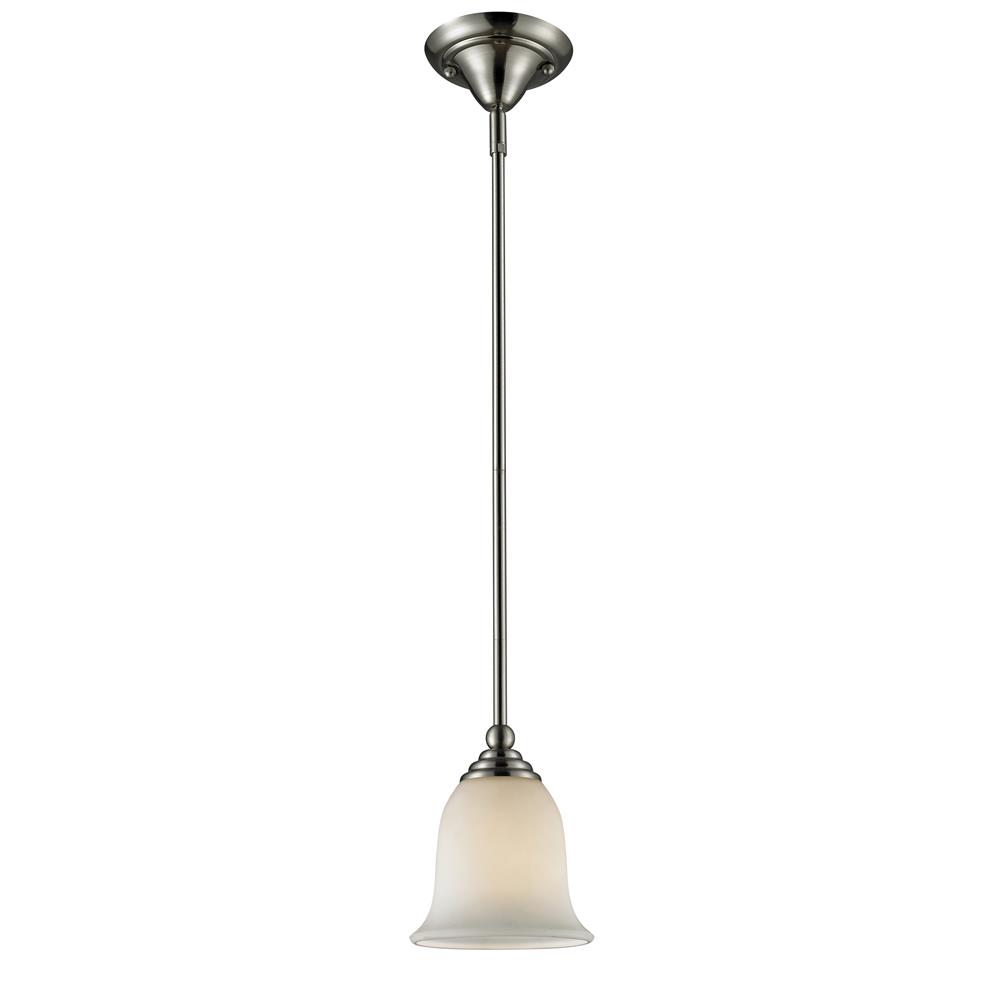 Z-Lite 704MP-BN 1 Light Mini Pendant in Brushed Nickel with a Matte Opal Shade